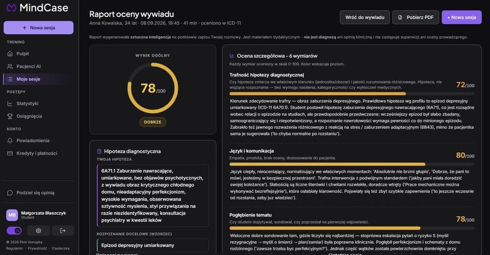 Jak bezpiecznie trenować wywiad diagnostyczny? Poznaj MindCase