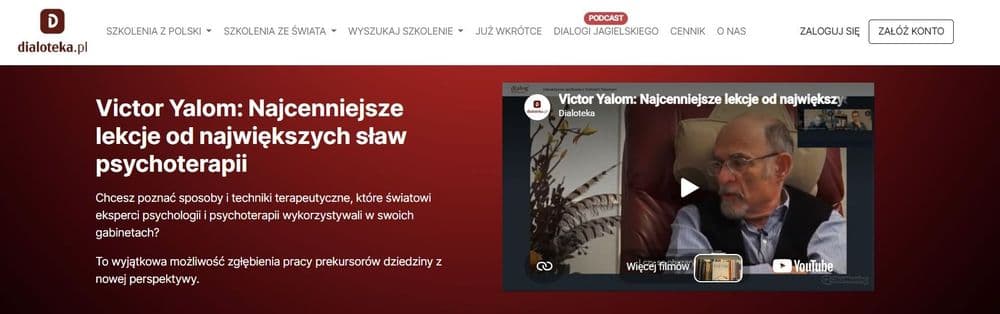 Bezpłatny dostęp do szkolenia klinicznego: Victor Yalom analizuje mistrzów psychoterapii