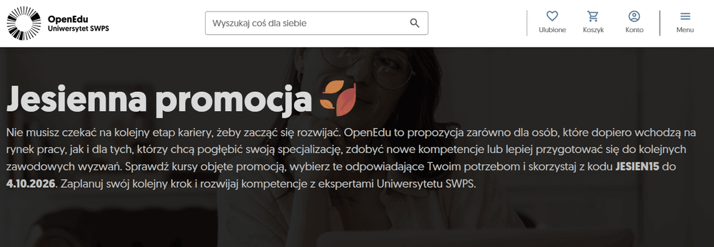 Jesienne oszczędności: Oferta -15% z kodem na OpenEdu SWPS