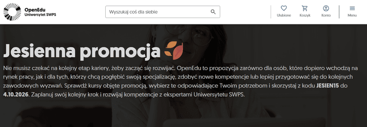 Jesienne oszczędności: Oferta -15% z kodem na OpenEdu SWPS